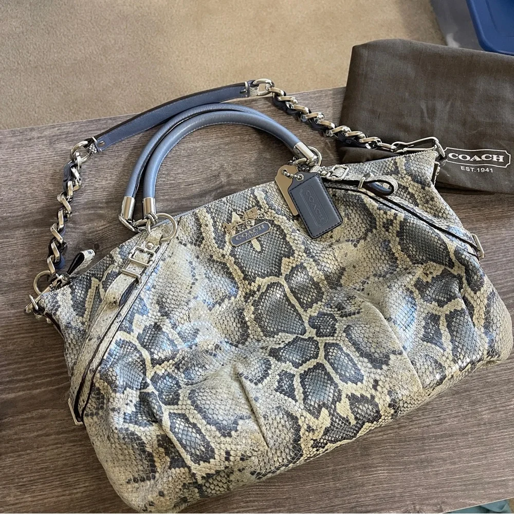 Coach Blue and Gray Snakeskin Bag - Picture 3 of 9